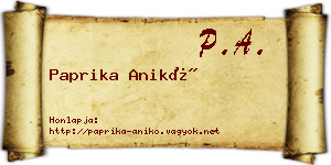 Paprika Anikó névjegykártya